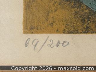 MaxSold Auction: Alfred Finsterer "The Jester" Colored Lithograph Signed Framed Matted Numbered, COA - Glendale (California, USA) SELLER MANAGED Moving Online Auction - West Dryden Street