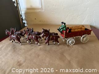 MaxSold Auction: Cast Iron 6 Horse Drawn Carriage Beer Cart Barrels  - Glendale (California, USA) SELLER MANAGED Moving Online Auction - West Dryden Street
