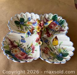 MaxSold Auction: Italian Majolica Nove Rose Divided Serving Dish - Glendale (California, USA) SELLER MANAGED Moving Online Auction - West Dryden Street