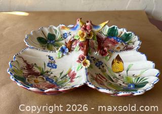 MaxSold Auction: Italian Majolica Nove Rose Divided Serving Dish - Glendale (California, USA) SELLER MANAGED Moving Online Auction - West Dryden Street