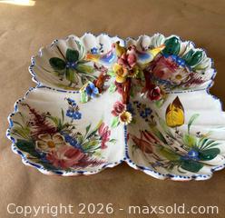 MaxSold Auction: Italian Majolica Nove Rose Divided Serving Dish - Glendale (California, USA) SELLER MANAGED Moving Online Auction - West Dryden Street