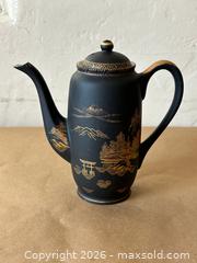 MaxSold Auction: Japanese Matte Black Fine Bone China 24k Gold Leaf Tea Set - Glendale (California, USA) SELLER MANAGED Moving Online Auction - West Dryden Street