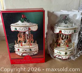 MaxSold Auction: New 1999 Home For The Holidays Porcelain Musical Carousel  - Glendale (California, USA) SELLER MANAGED Moving Online Auction - West Dryden Street