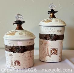 MaxSold Auction: Set of 2 Ceramic Jars with Lid - Paris - Glendale (California, USA) SELLER MANAGED Moving Online Auction - West Dryden Street