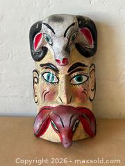 MaxSold Auction: Set of 3 Wooden Mexican Folk Art Masks - Glendale (California, USA) SELLER MANAGED Moving Online Auction - West Dryden Street