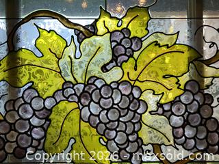 MaxSold Auction: Vine and Branches Hand Painted Framed Stained Glass and Glass Ball - Glendale (California, USA) SELLER MANAGED Moving Online Auction - West Dryden Street