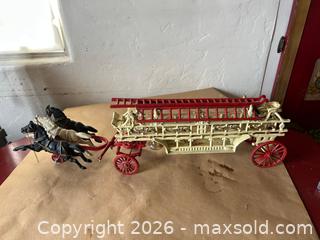MaxSold Auction: Vintage Cast Iron 3 Horse Drawn Hook & Ladder Fire Engine - Glendale (California, USA) SELLER MANAGED Moving Online Auction - West Dryden Street