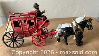 MaxSold Auction: Vintage Cast Iron Red Stagecoach with Driver - Glendale (California, USA) SELLER MANAGED Moving Online Auction - West Dryden Street