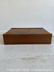MaxSold Auction: First Nations Wood Box with Salmon Artwork - Wooden Storage Box with Slide Top - Made in Canada - Kingston (Ontario, Canada) SELLER MANAGED Downsizing Online Auction - Bishop Street