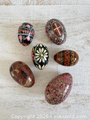 MaxSold Auction: Set of Six Mixed Vintage Decorative Painted Wooden Eggs - Small Decorative Eggs with Design - Kingston (Ontario, Canada) SELLER MANAGED Downsizing Online Auction - Bishop Street