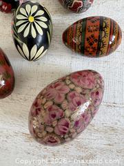 MaxSold Auction: Set of Six Mixed Vintage Decorative Painted Wooden Eggs - Small Decorative Eggs with Design - Kingston (Ontario, Canada) SELLER MANAGED Downsizing Online Auction - Bishop Street