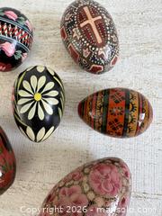 MaxSold Auction: Set of Six Mixed Vintage Decorative Painted Wooden Eggs - Small Decorative Eggs with Design - Kingston (Ontario, Canada) SELLER MANAGED Downsizing Online Auction - Bishop Street