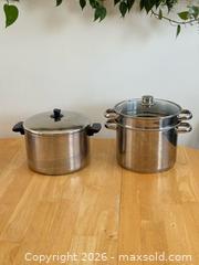 MaxSold Auction: Two Large Metal Stock Pots, One with Strainer Insert - Kingston (Ontario, Canada) SELLER MANAGED Downsizing Online Auction - Bishop Street
