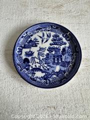 MaxSold Auction: Vintage Blue Willow Trinket Dish - Blue and White Scenic Pottery Plate - Kingston (Ontario, Canada) SELLER MANAGED Downsizing Online Auction - Bishop Street