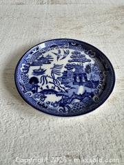 MaxSold Auction: Vintage Blue Willow Trinket Dish - Blue and White Scenic Pottery Plate - Kingston (Ontario, Canada) SELLER MANAGED Downsizing Online Auction - Bishop Street