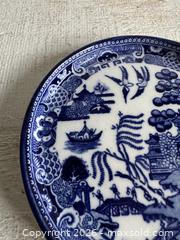 MaxSold Auction: Vintage Blue Willow Trinket Dish - Blue and White Scenic Pottery Plate - Kingston (Ontario, Canada) SELLER MANAGED Downsizing Online Auction - Bishop Street