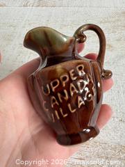 MaxSold Auction: Vintage Miniature Upper Canada Village Jug with Handle - Small Glaze Pottery Vase Decor - Kingston (Ontario, Canada) SELLER MANAGED Downsizing Online Auction - Bishop Street