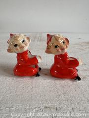 MaxSold Auction: Vintage Pair of Red Pixie Elf Candle Hugger Figurines - Holiday Candle Hugger - Made in Japan - Kingston (Ontario, Canada) SELLER MANAGED Downsizing Online Auction - Bishop Street