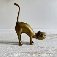 MaxSold Auction: Vintage Playful Tail Up Brass Cat - Brass Cat Figure Statue - Vintage Brass Cat Ring Holder - Made in India - Kingston (Ontario, Canada) SELLER MANAGED Downsizing Online Auction - Bishop Street