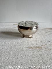 MaxSold Auction: Vintage Silver Plated Small Bowl with Glass Flower Frog Insert - Silver Flower Vase - Made in Canada - Kingston (Ontario, Canada) SELLER MANAGED Downsizing Online Auction - Bishop Street