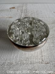 MaxSold Auction: Vintage Silver Plated Small Bowl with Glass Flower Frog Insert - Silver Flower Vase - Made in Canada - Kingston (Ontario, Canada) SELLER MANAGED Downsizing Online Auction - Bishop Street