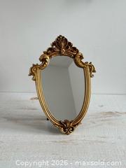 MaxSold Auction: Vintage Small Vanity Mirror - Ornate Framed Mirror Can Be Hung or Use Stand - Kingston (Ontario, Canada) SELLER MANAGED Downsizing Online Auction - Bishop Street