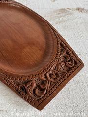 MaxSold Auction: Vintage Solid Teak Long Flat Tray with Carved Flower Detailing - Vintage Mid Century Teak Wooden Platter Made in Thailand - Kingston (Ontario, Canada) SELLER MANAGED Downsizing Online Auction - Bishop Street