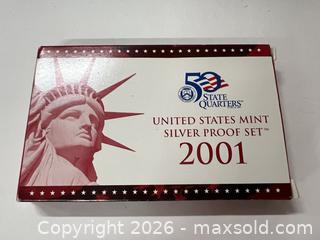 MaxSold Auction: 2001 United States Mint Proof Set 1.34 Troy Ounces - Shrewsbury (Massachusetts, USA) SELLER MANAGED Reseller Online Auction - Memorial Drive