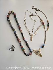 MaxSold Auction: Lot: 3 Vintage-Inspired Bohemian Necklaces & Clip-On Earring - San Jose (California, USA) SELLER MANAGED Downsizing Online Auction - Paladin Drive
