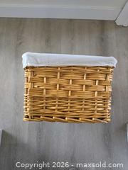 MaxSold Auction: Rectangular Wicker/Rattan Storage Basket with Removable Liner - San Jose (California, USA) SELLER MANAGED Downsizing Online Auction - Paladin Drive