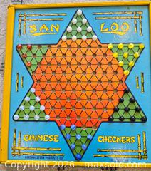MaxSold Auction: Reversible Chinese Checkers / Checkers Board by Northwestern, with some Original Marbles - San Jose (California, USA) SELLER MANAGED Downsizing Online Auction - Paladin Drive