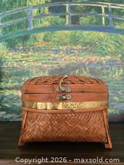 MaxSold Auction: Woven Bamboo/Rattan Decorative Jewelry Storage Box with Seashell collection - San Jose (California, USA) SELLER MANAGED Downsizing Online Auction - Paladin Drive