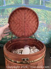 MaxSold Auction: Woven Bamboo/Rattan Decorative Jewelry Storage Box with Seashell collection - San Jose (California, USA) SELLER MANAGED Downsizing Online Auction - Paladin Drive