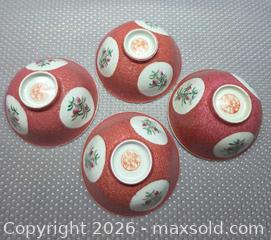 MaxSold Auction: Set of 4 Ruby Incised Ground Famille Rose Porcelain Bowl. - New Westminster (British Columbia, Canada) SELLER MANAGED Downsizing Online Auction -  Hamilton Street