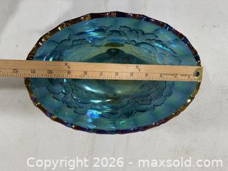 MaxSold Auction: Vintage Blue Carnival Glass Footed Bowl - Sacramento (California, USA) SELLER MANAGED Reseller Online Auction - Arden Way