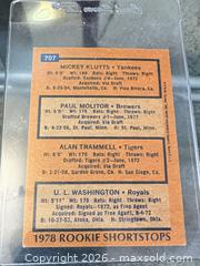 MaxSold Auction: 1978 Topps #707 Rookie Shortstops Quarter-Panel (Molitor/Trammell/Klutts) - Maple Ridge (British Columbia, Canada) PARTNER MANAGED Reseller Online Auction - Blanshard
