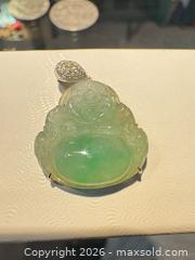 MaxSold Auction: Carved Green Jade Laughing Buddha Pendant in 18K White Gold - Maple Ridge (British Columbia, Canada) PARTNER MANAGED Reseller Online Auction - Blanshard