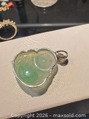 MaxSold Auction: Carved Green Jade Laughing Buddha Pendant in 18K White Gold - Maple Ridge (British Columbia, Canada) PARTNER MANAGED Reseller Online Auction - Blanshard