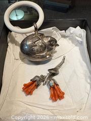 MaxSold Auction: Coral Branch Necklace, Coral Flower Brooch & Silver Chick Bangle - (YK) - Maple Ridge (British Columbia, Canada) PARTNER MANAGED Reseller Online Auction - Blanshard