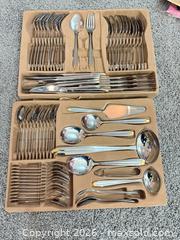 MaxSold Auction: Stainless Steel Flatware Set with Gold-Tone Accents, ~56 pcs - Maple Ridge (British Columbia, Canada) PARTNER MANAGED Reseller Online Auction - Blanshard
