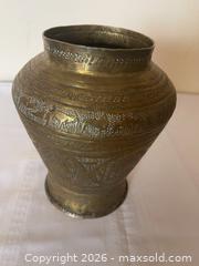 MaxSold Auction: Antique Engraved Brass Decorative Vase/Urn, Middle Eastern/Indo-Persian Style - Kingston (Ontario, Canada) SELLER MANAGED Estate Sale Online Auction - Tamarac Street