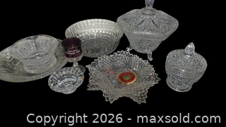 MaxSold Auction: Assorted Cut/Pressed Glass Bowls & Lidded Compote — Diamond/Starburst - South Hill (Washington, USA) SELLER MANAGED Estate Sale Online Auction - 117st Ct East (CONDO)