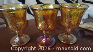 MaxSold Auction: Carnival Glass Grape & Leaf Goblet Set (6) with Cast Iron Dog - South Hill (Washington, USA) SELLER MANAGED Estate Sale Online Auction - 117st Ct East (CONDO)