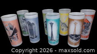 MaxSold Auction: Set of 10 Seattle World's Fair 1962 Frosted Glass Tumblers - South Hill (Washington, USA) SELLER MANAGED Estate Sale Online Auction - 117st Ct East (CONDO)