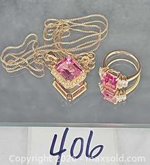 MaxSold Auction: Goldtone Sterling silver Pink Tourmaline ring, necklace  - Hatboro (Pennsylvania, USA) PARTNER MANAGED Estate Sale Online Auction -  Jacksonville Road