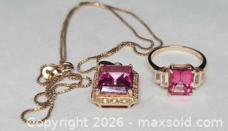 MaxSold Auction: Goldtone Sterling silver Pink Tourmaline ring, necklace  - Hatboro (Pennsylvania, USA) PARTNER MANAGED Estate Sale Online Auction -  Jacksonville Road