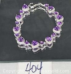 MaxSold Auction: Sterling silver 925 heart shaped deep purple stone bracelet  - Hatboro (Pennsylvania, USA) PARTNER MANAGED Estate Sale Online Auction -  Jacksonville Road