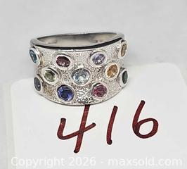 MaxSold Auction: Sterling silver 925 Multi-colored gemstone ring  - Hatboro (Pennsylvania, USA) PARTNER MANAGED Estate Sale Online Auction -  Jacksonville Road