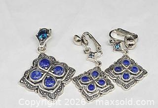 MaxSold Auction: Sterling silver, blue lapis & topaz pendant and earrings  - Hatboro (Pennsylvania, USA) PARTNER MANAGED Estate Sale Online Auction -  Jacksonville Road