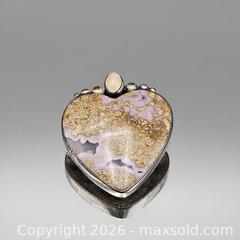 MaxSold Auction: Sterling Silver Heart Pendant with Crazy Lace Agate & Pink Cabochon - Hatboro (Pennsylvania, USA) PARTNER MANAGED Estate Sale Online Auction -  Jacksonville Road